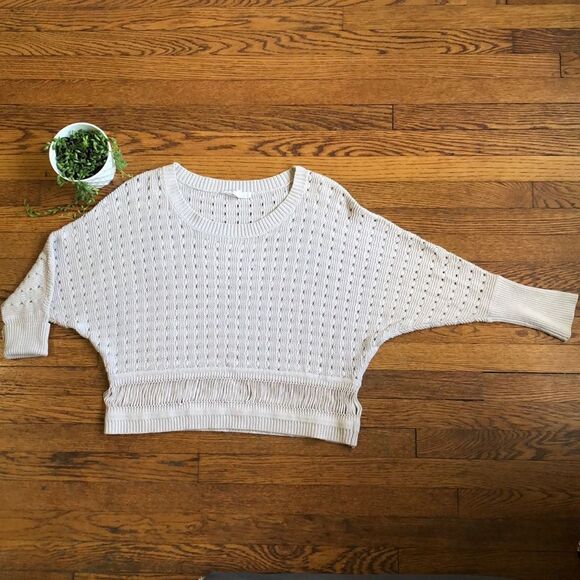 BCBG Open Knit Sweater Boho Oversized - Picture 2 of 8